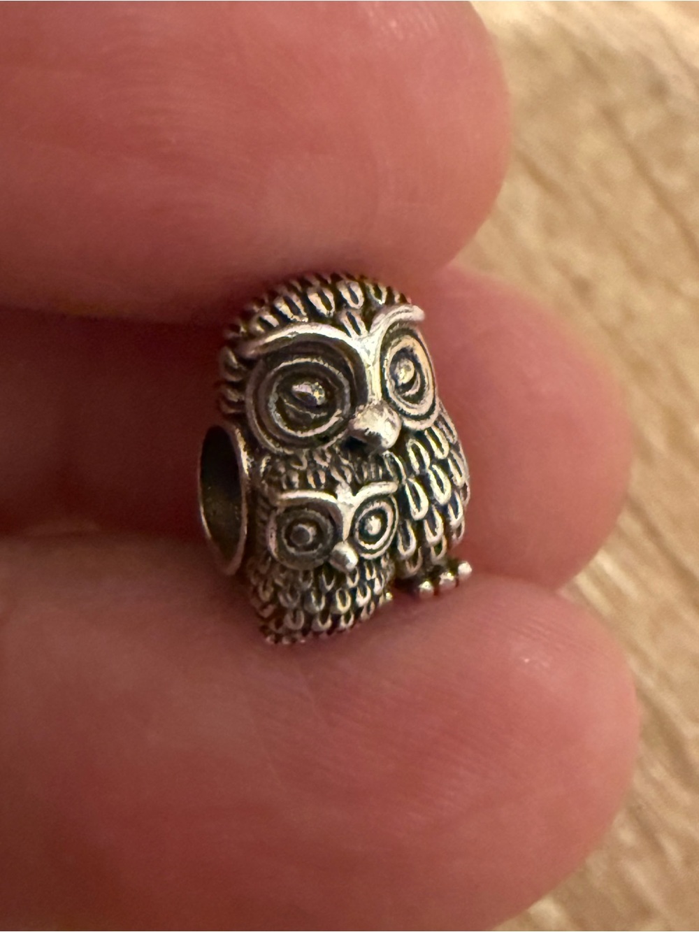 Owl Stack Silver-Tone Charm Bead